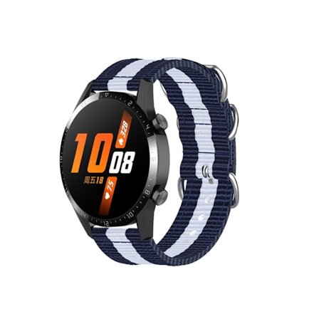 22 mm Huawei Watch GT Runner / GT 3 46 mm klockarmband i nylon - Blå / Vit / Blå