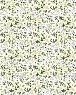 Metervare Barnåler og blomster Hvit