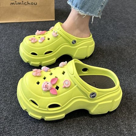 Tjocksulade skor med upphöjda hål för dam sommarstrand anti-halk tåtofflor