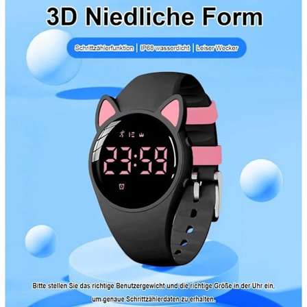 Barne Fitness Tracker Skritteller Klokke, Vanntett Digital Klokke med Skritteller, Distansemåler, Kaloriteller, Stoppeklokke, Vekkerklokke svart/NT/