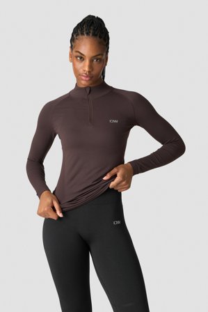 ICANIWILL - Everyday Seamless 1/4 Zip Wmn Chocolate Brown - Pitkähihaiset - Naiset - Treenivaatteet ICIW:ltä