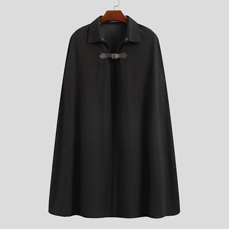 Incerun Mode Män Mantel Rockar Lapel Solid Färg En Knapp Cape Trench Streetwear 2023 Casual Man Överrockar Po S-5Xl Black L