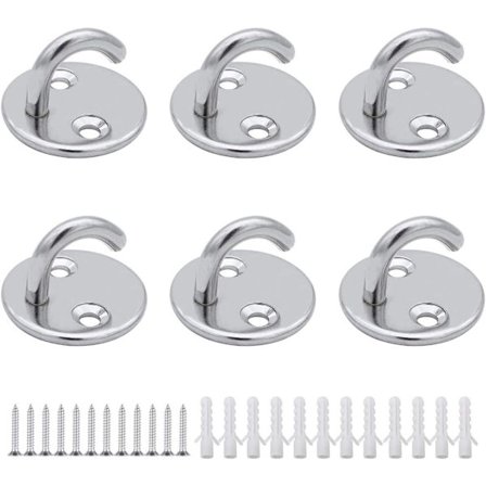 6 Stycken Tak Krok M5 Öppen Krok Gör Ögleplatta Ankare Rostfritt Stål Öglekrok Platta för Hängande Växt Takfläkt Myggnät En Lykta