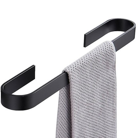 Svart håndkleholder baderom anheng håndkle bar punch-fri badehåndkle rack