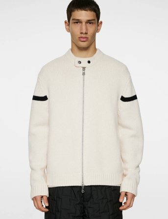 J. Lindeberg Kessler Biker Zip Knit - Cream - XL