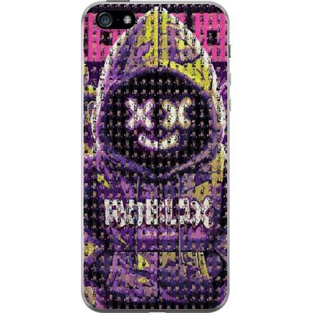 Yhteensopiva Puhelinkuori Apple Apple iPhone 5 Roblox-huppari suunniteltu sadoista pienistä Roblox-hahmoista, luova mosaiikkisuunnittelu lila ja kelt