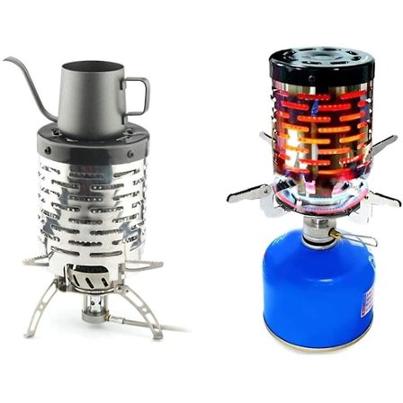 Mini campingvärmare, bärbar campingspis mini tältvärmare i rostfritt stål med handtag