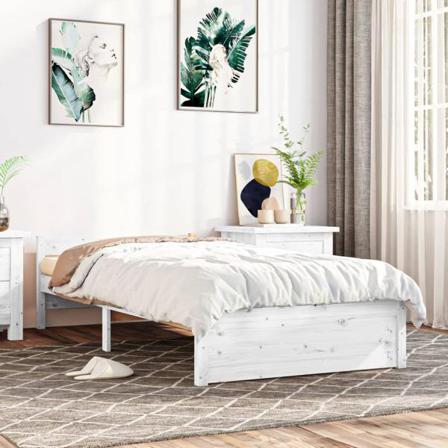 Vidaxl Sängram Vit Massivt Trä 100x200 Cm Vit