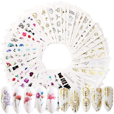 54 Arkkia Kynsitaide Vesi Siirtotarrat Kynsitarroja 3D Itseliimautuvia Tarroja Naisille Tytöille Geelikynsien Taidekoristelu