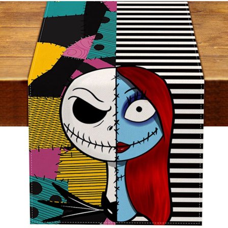 The Nightmare Before Christmas Bordløber Halloween Jack Skellington og Sally Fødselsdagsfest Dekoration Hjem Køkken Spisestue Indretning