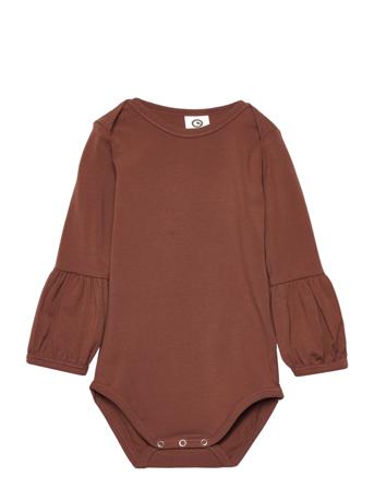 Cozy Me Bell Sleeve Body Bodies Long-sleeved Brun Müsli By Green Cotton