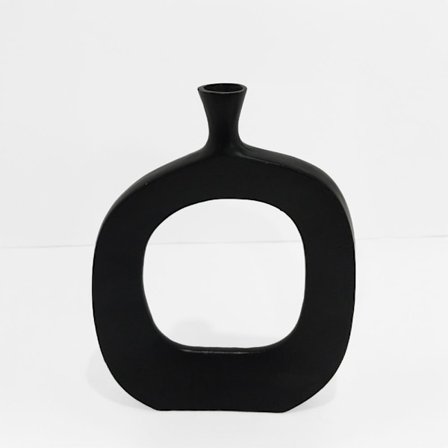 Musta alumiininen soikea maljakko, 31x5x41 cm