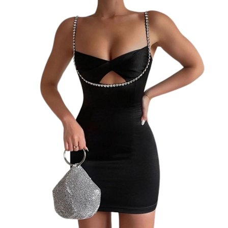 Tank Top Sexet Ærmeløs Bodycon Minikjole (Sort L)