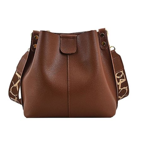 Fashion Läder Väska Ny Joker Axelväska Mode Retro Hög Sense Slung Hink Väska