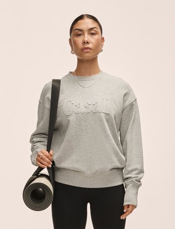 Casall Terry Spring Graphic Crew - Grey - L