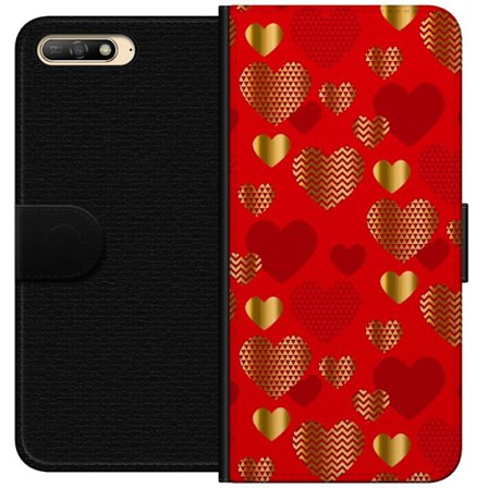 Kompatibelt Plånboksfodral till Huawei Huawei Y6 (2018) GoldenHearts