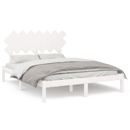 Vidaxl Sängram Vit 140x200 Cm Massivt Trä Vit