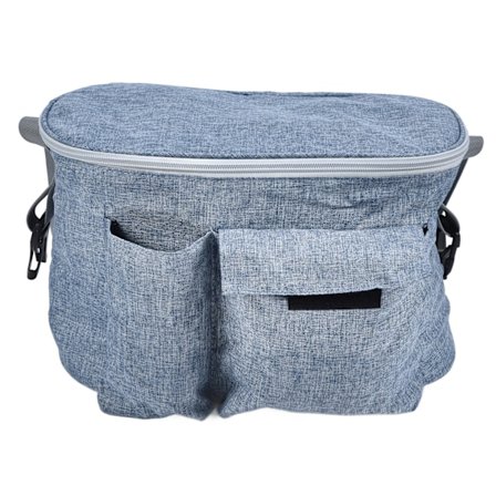 Baby klapvogn organizer taske vandtæt universel pasform organizer med kopholder til baby klapvogn denim blå