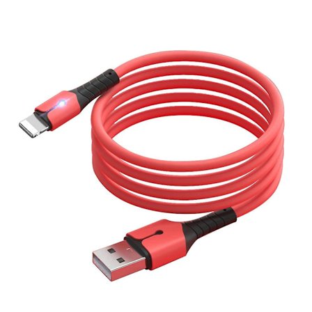 2m USB-A till Lightning laddningskabel Flytande silikon datakabel sladd med indikatorlampa db