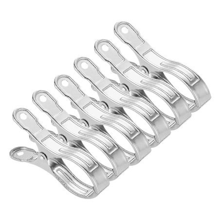 6 stk. Strandhåndkleklemmer i rustfritt stål, vindbestandige klemmer for bassengtrekk til strandstoler, håndklær, klær, teppe