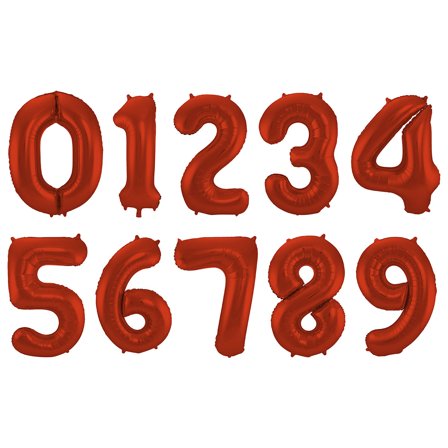 Sifferballong Röd Matt Metallic