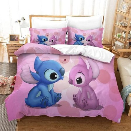 Sytt trykt dynetrekk - Dynetrekk: 140x200cm, putetrekk: 50x75cm - Rosa - Lettstelt