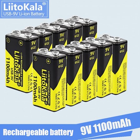 1-16 kpl LiitoKala 9V 1100mAh Li-ion Ladattava akku USB 9V Akku Yleismittarille Mikrofoni Lelu Kaukosäädin KTV käyttö