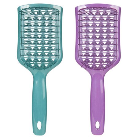 Ventilert flokefritt børste, antistatisk hårbørste for alle hårtyper - langt, tykt, krøllete - våt og tørr bruk. (Grønn + Lilla)