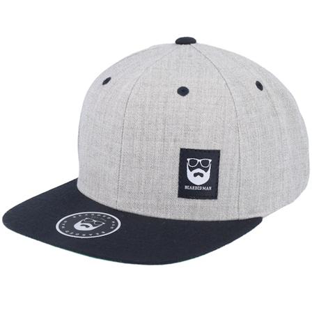 Bearded Man - Bm Logo Blk Woven Heather Grey/Black Snapback Snapback Grey Cap - @ Hatstore