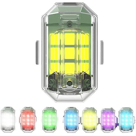 Trådløs LED-strobelys med høy lysstyrke, 7 farger LED-strobelys Oppladbare lys, antikollisjonslys Nødvarsellys for motorsykkel