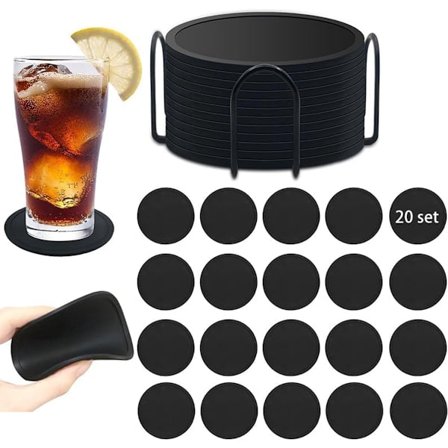 Silikone Brikker m/ Holder - Sæt med 20 - Brikker til Glas - Brikke Sæt - Non