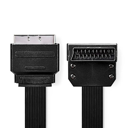 SCART-kabel | SCART hane | SCART hane | Nickelförgylld | 480p | 2,00 m | Platt | PVC | Svart | Kuver