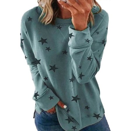 Plus-kokoiset naisten puserot, tähtikuvio, pitkähihainen, rento T-paita