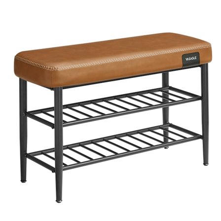 VASAGLE Skobænk 30 x 80 x 50 cm Moderne 135 kg Bæreevne, Kunstlæder med Syninger
