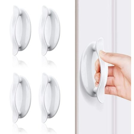 Kahvat 4 kpl Valkoinen Liimattava Ovenkahva Kaapin Oven Laatikon Kahva Vaatekaapin Lasinoven Kahva Ilmainen Lyönti Työnnä Vedä Liukuoven Naulaton 