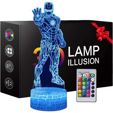 Superhjälte 3d Illusion Iron Man -leksaker För Pojkar 3d-nattlampa För Barn Med 16 Färger