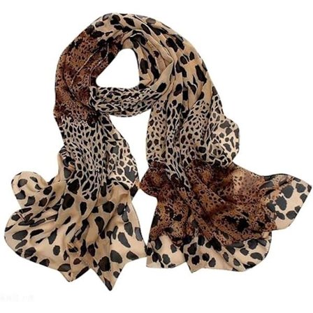 Langt dameshalstørklæde, blødt leopardprint, chiffon silketørklæder, halstørklæde, sjal, stola, damebeklædning