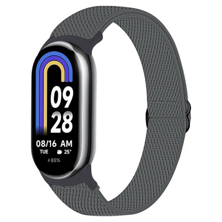 Elastisk nylon urrem til Xiaomi 8/9 (14mm) DarkGrey