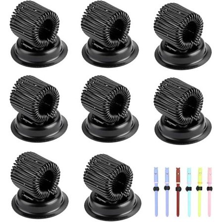 stk Magnetiske Penneholdere med Justerbar Fjærløkke, Avtakbar Rustfritt Stål Klips, Whiteboard, Svart [BR]