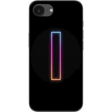 Kompatibel Mobilcover til Apple Apple iPhone 16e Minimalistisk neonbogstav I i regnbuefarver mod mørk baggrund