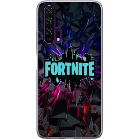 Kompatibelt Mobilskal till Honor Honor 20 Pro Spelinspirerad abstrakt logotypdesign med exploderande former, neonljus och dynamisk energi för modern