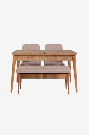 Hanah Home - Set med bord och stolar (4 delar) Vina - Brun - Matgrupp 4 personer - Från Homeroom