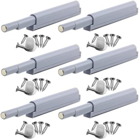 Magnetiske dørlåse med trykfunktion til skabe, udstillingsvinduer, tryk for at åbne/lukke døren med et tryk (6 stk)