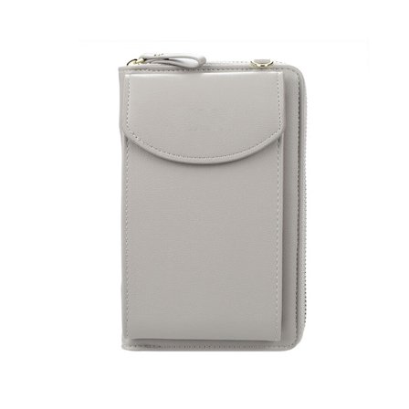 En grå mobiltelefonväska, 11 cm (L) x 4 cm (B) x 18 cm (H) axelväska