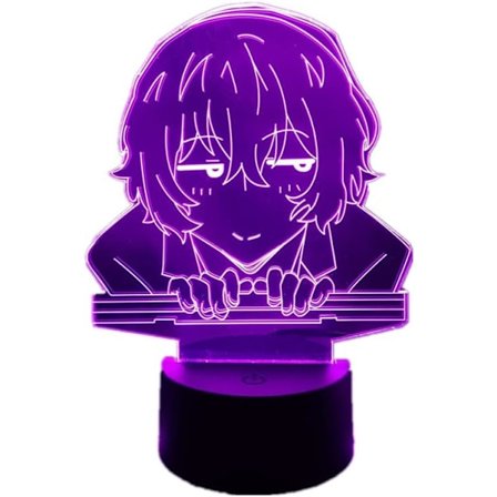 Anime Lampe Bungo Stray Dogs Osamu Dazai Figur 3D Nattlys for Barn Berøring/Fjernkontroll RGB 16 Fargeendringer Romdekor Nakahara Chuya