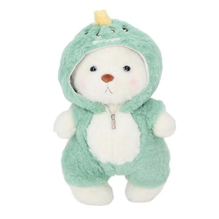 Bjørn Udstoppede Dyr Blød 30cm Sød Bedårende Plyslegetøj Med Hættetrøje Tøj Til Fødselsdagsfest Dekoration Grøn