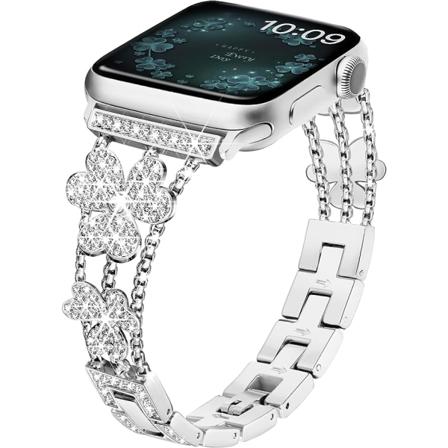 Yhteensopiva Apple Watch -rannekkeen kanssa 38mm 40mm 41mm, muodikkaat rannekkeet naisille, kimalteleva söpö metalliranneke, ohut ylellinen 