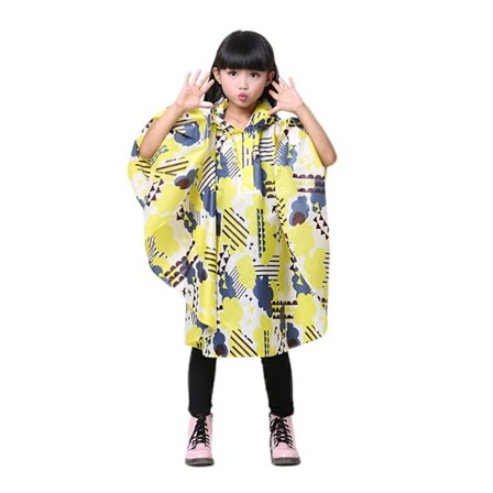 Børns Regn Poncho Hættejakke Regnfrakke, Gule Skyer, S