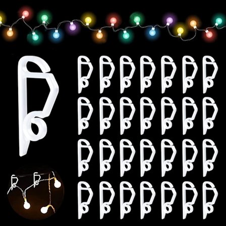 100 stk. Feelygtsklips og Lysgardin Kroge Holder og Fastgørelse - Juletagrende Kroge