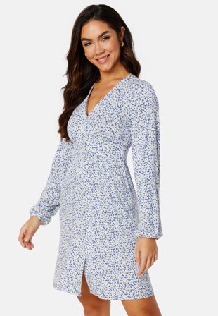 BUBBLEROOM - V-neck Short Button Dress - L